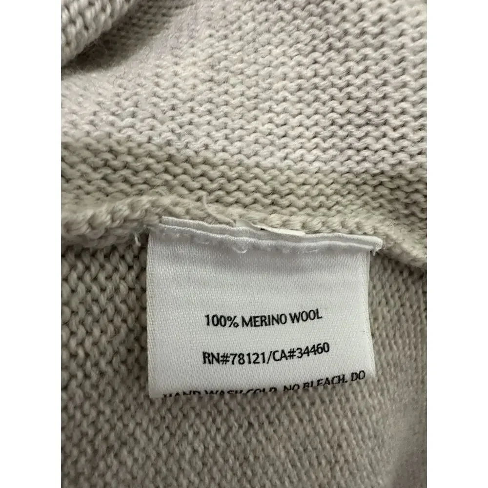 Eileen Fisher Womens Petite P Merino Wool Cardigan Sweater Beige Button Front